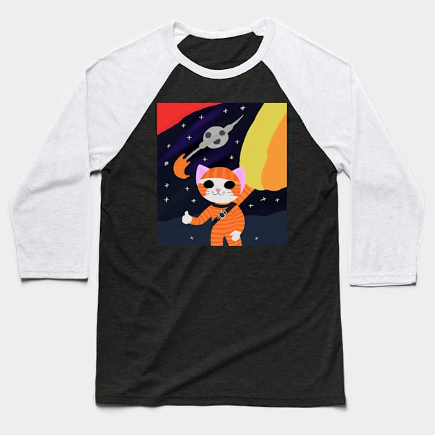 cat out in space Baseball T-Shirt by Catbrat